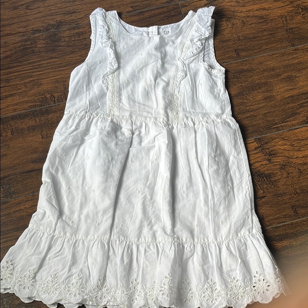 GAP White Sleeveless Tiered Sundress